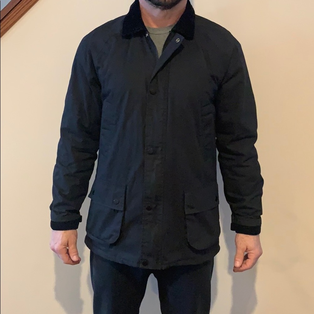 Men’s black military jacket barn coat